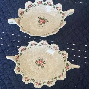 Two Vintage Bassano Pottery Oval Serving Bowls